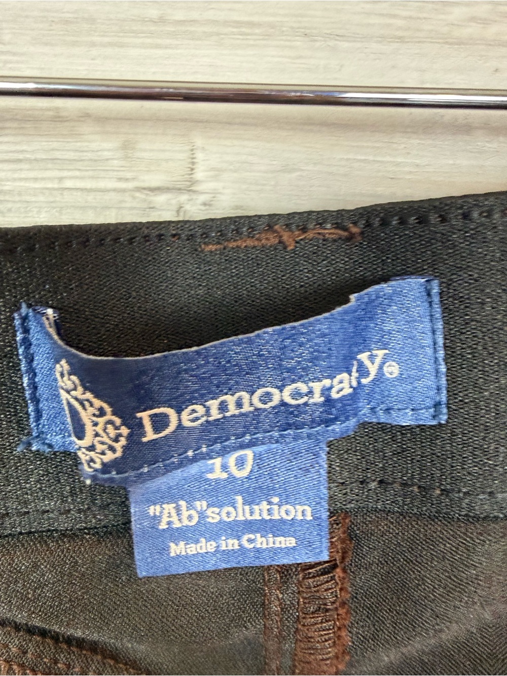 Democracy Absolution Brown Straight Leg Pants Size 10 High Rise Stretch Denim - Picture 6 of 7